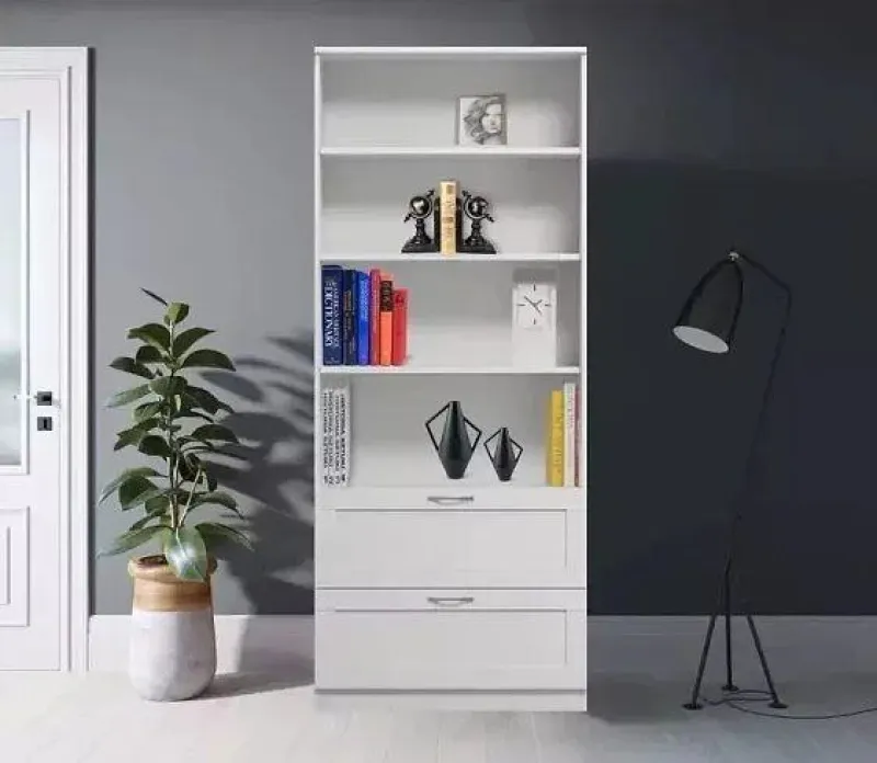 СИРИУС стеллаж 2 ящика белый